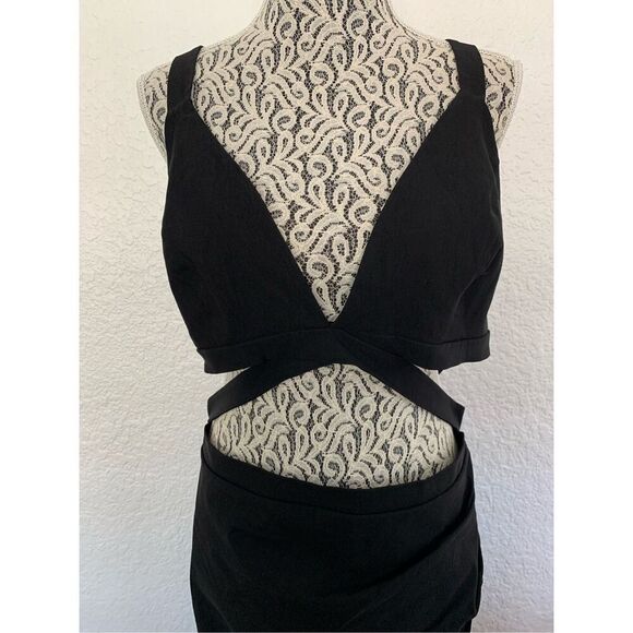 ASOS Design Cutout Halter Midi Dress Black Size 14 - Picture 2 of 12